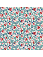 Benartex Studio Wander Lane - Posies - Blue Grass - Coupon - 100 cm x 110 cm