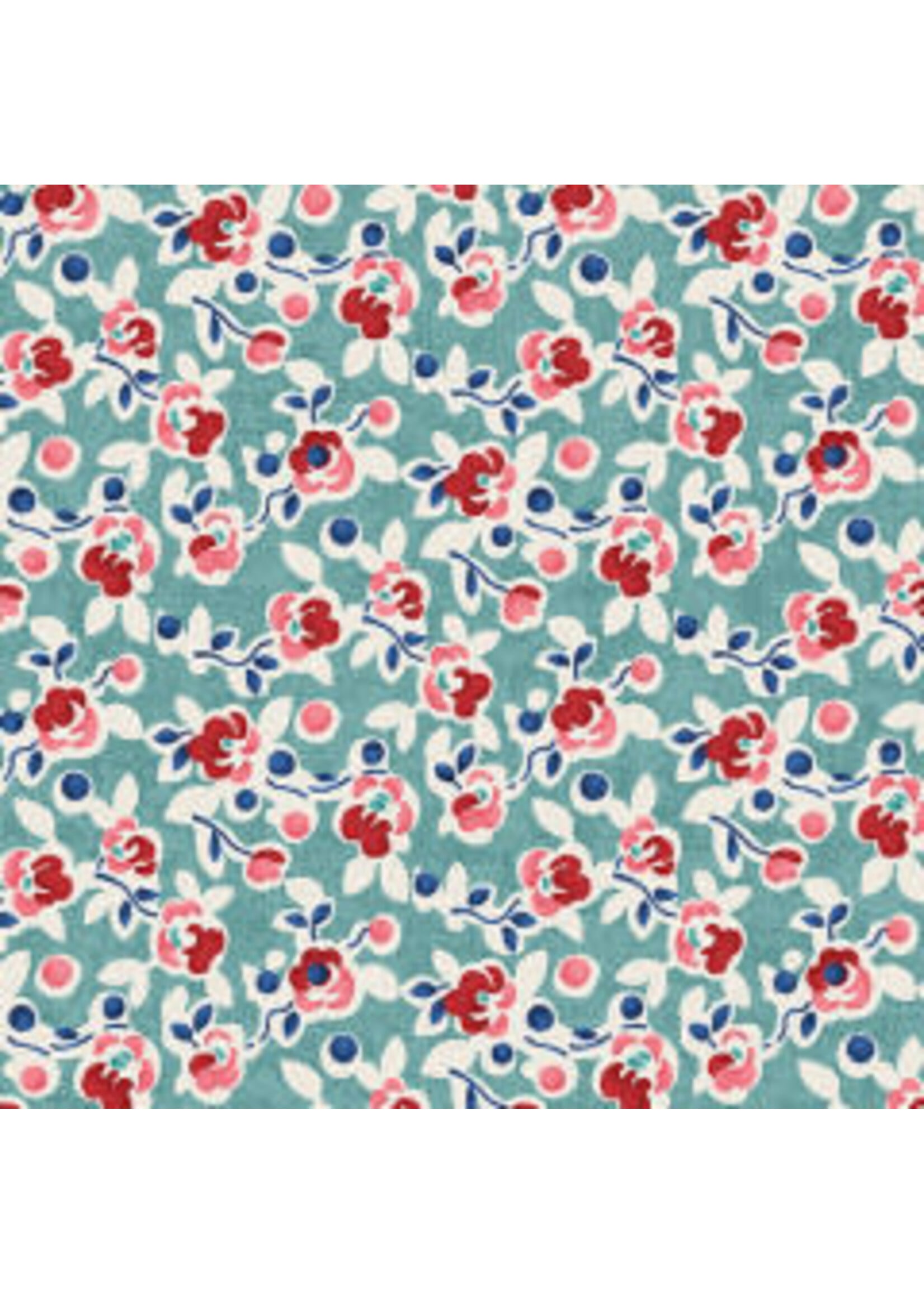 Benartex Studio Wander Lane - Posies - Blue Grass - Coupon - 100 cm x 110 cm