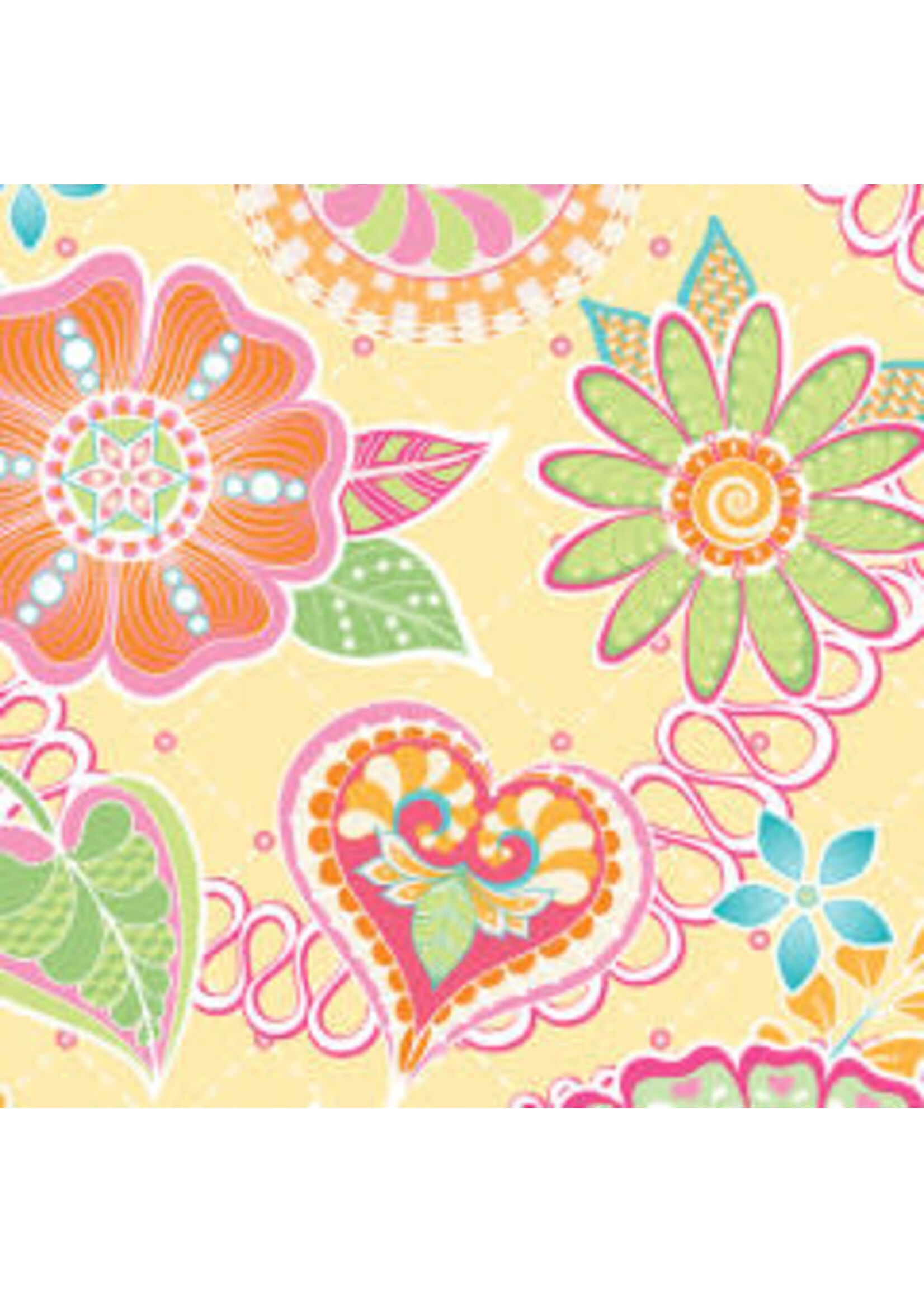 Benartex Studio Free Motion Fantasy - Celebration - Yellow - Coupon - 100 cm x 110 cm