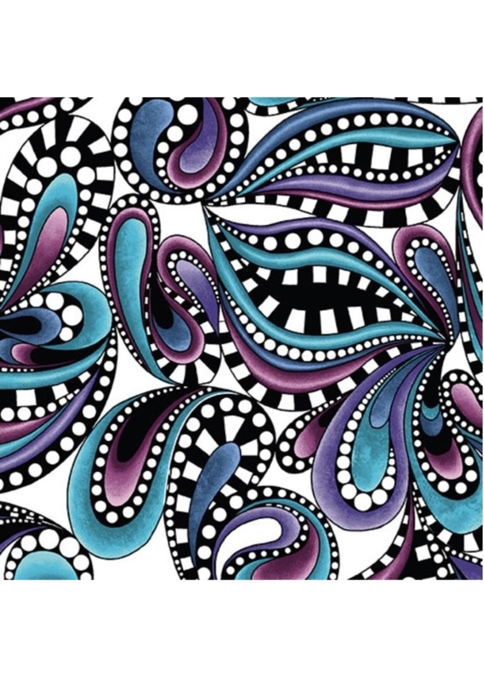 Benartex Studio Xanadu - Paisley Rhythm - White-Multi - Coupon - 100 cm x 110 cm