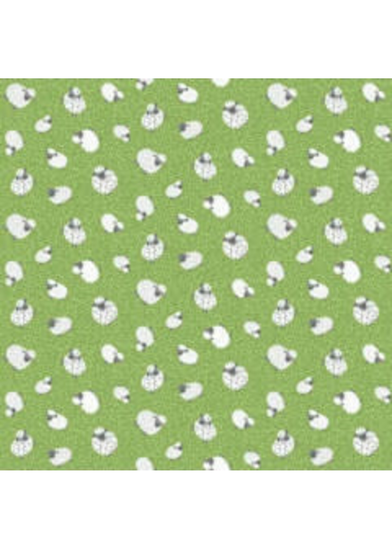 Makower Fun Farm - Sheep - Green - 068G - Coupon - 85 cm x 110 cm