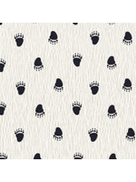 Stof Fabrics Wolly Bear - Paw Prints - White - Coupon - 35 cm x 110 cm