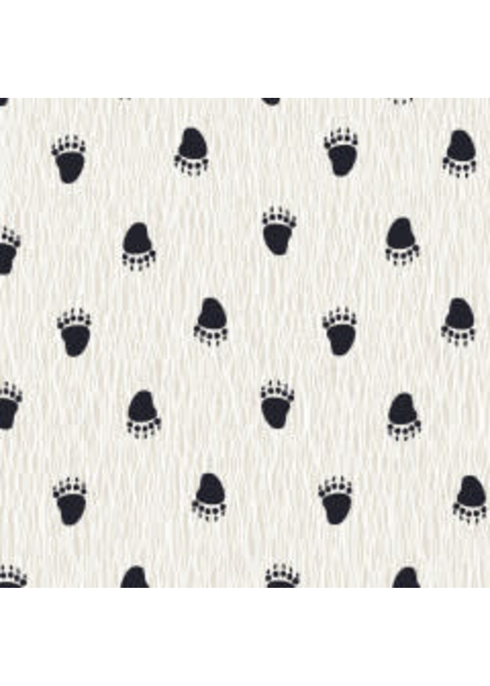 Stof Fabrics Wolly Bear - Paw Prints - White - Coupon - 35 cm x 110 cm