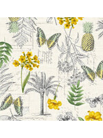 Makower Fern Garden - Montage - Cream - Coupon - 100 cm x 110 cm