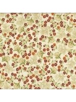 The Textile Pantry Melba - Small Floral - Cream-Orange - Coupon - 100 cm x 110 cm