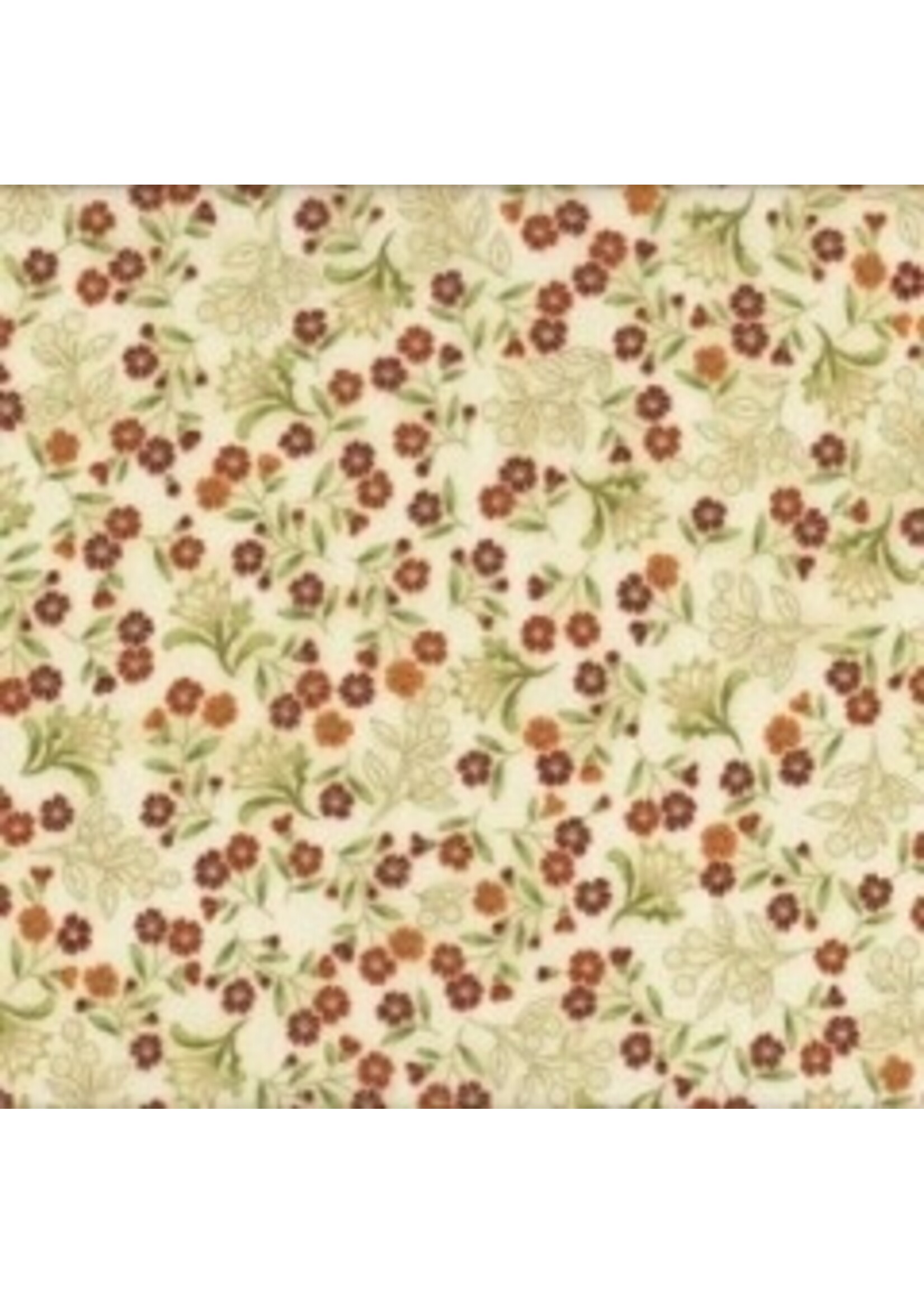 The Textile Pantry Melba - Small Floral - Cream-Orange - Coupon - 100 cm x 110 cm
