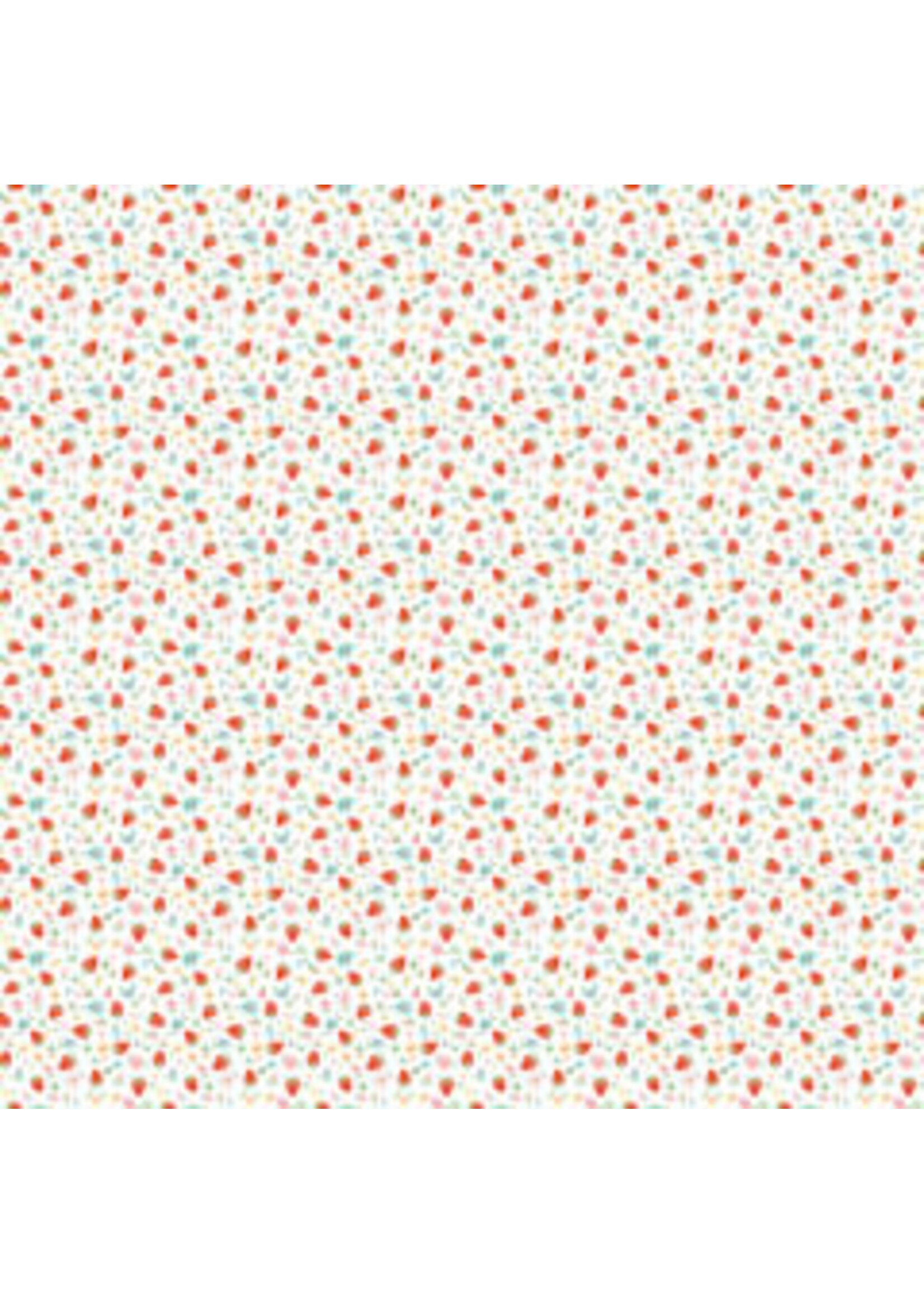 Poppie Cotton Market Day - Mini Strawberries - White - Coupon - 90 cm x 110 cm