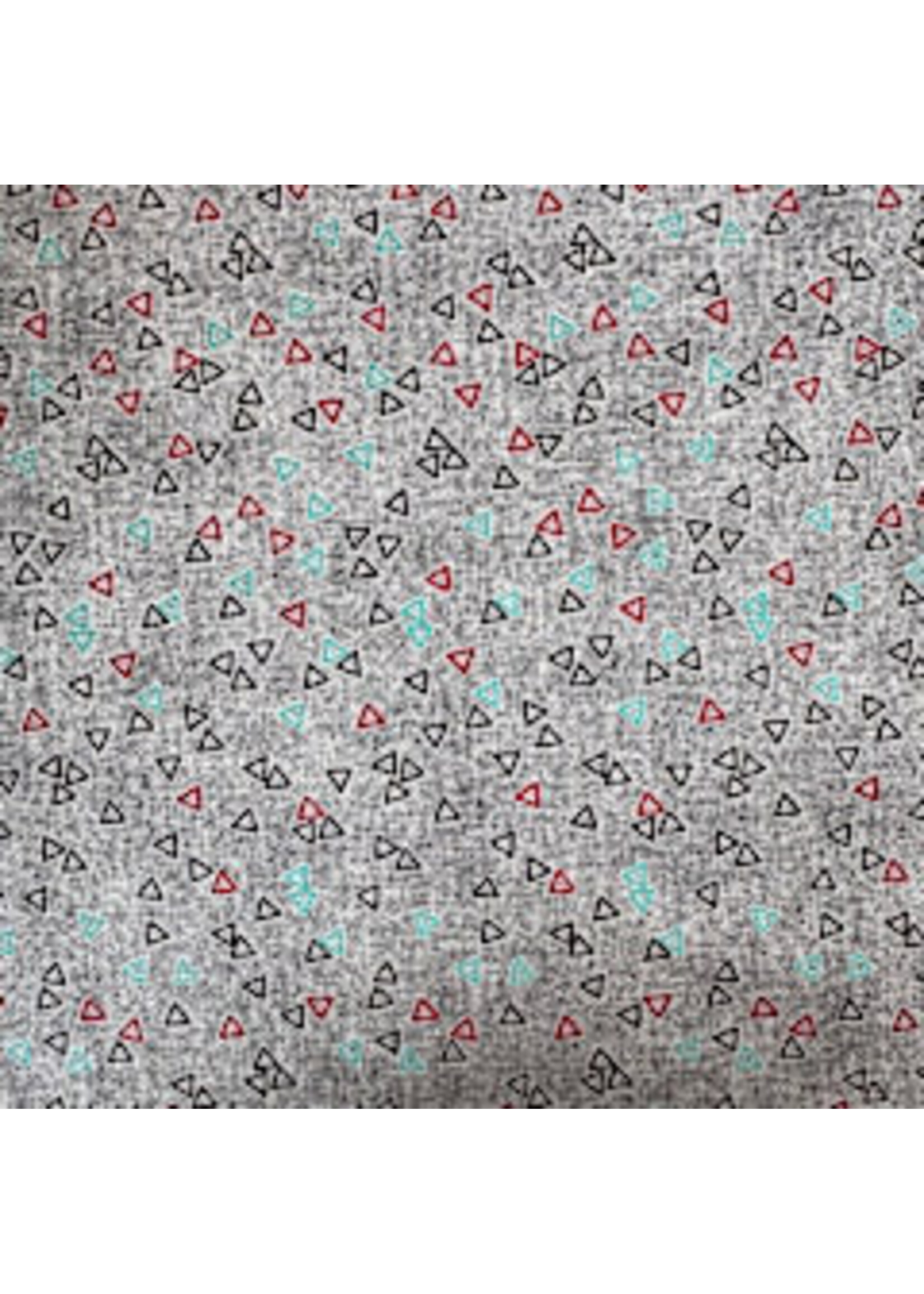 Stof Fabrics Hannah Basic - Triangles - Grey - Coupon - 100 cm x 110 cm