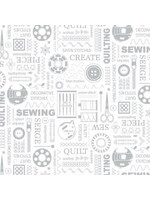 Benartex Studio Sewing Room 2 - Stitches - Cloud - Coupon - 100 cm x 110 cm