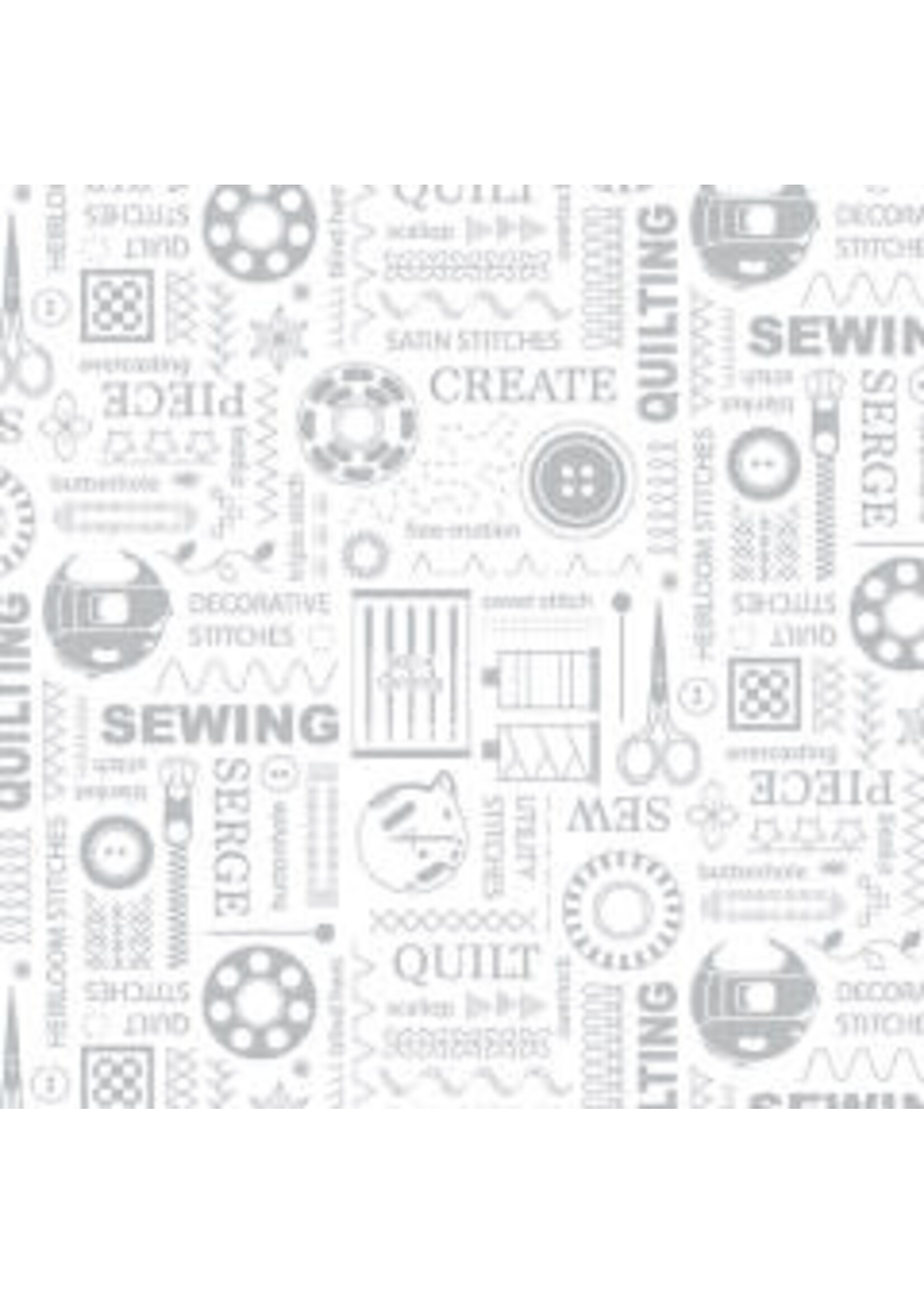 Benartex Studio Sewing Room 2 - Stitches - Cloud - Coupon - 100 cm x 110 cm