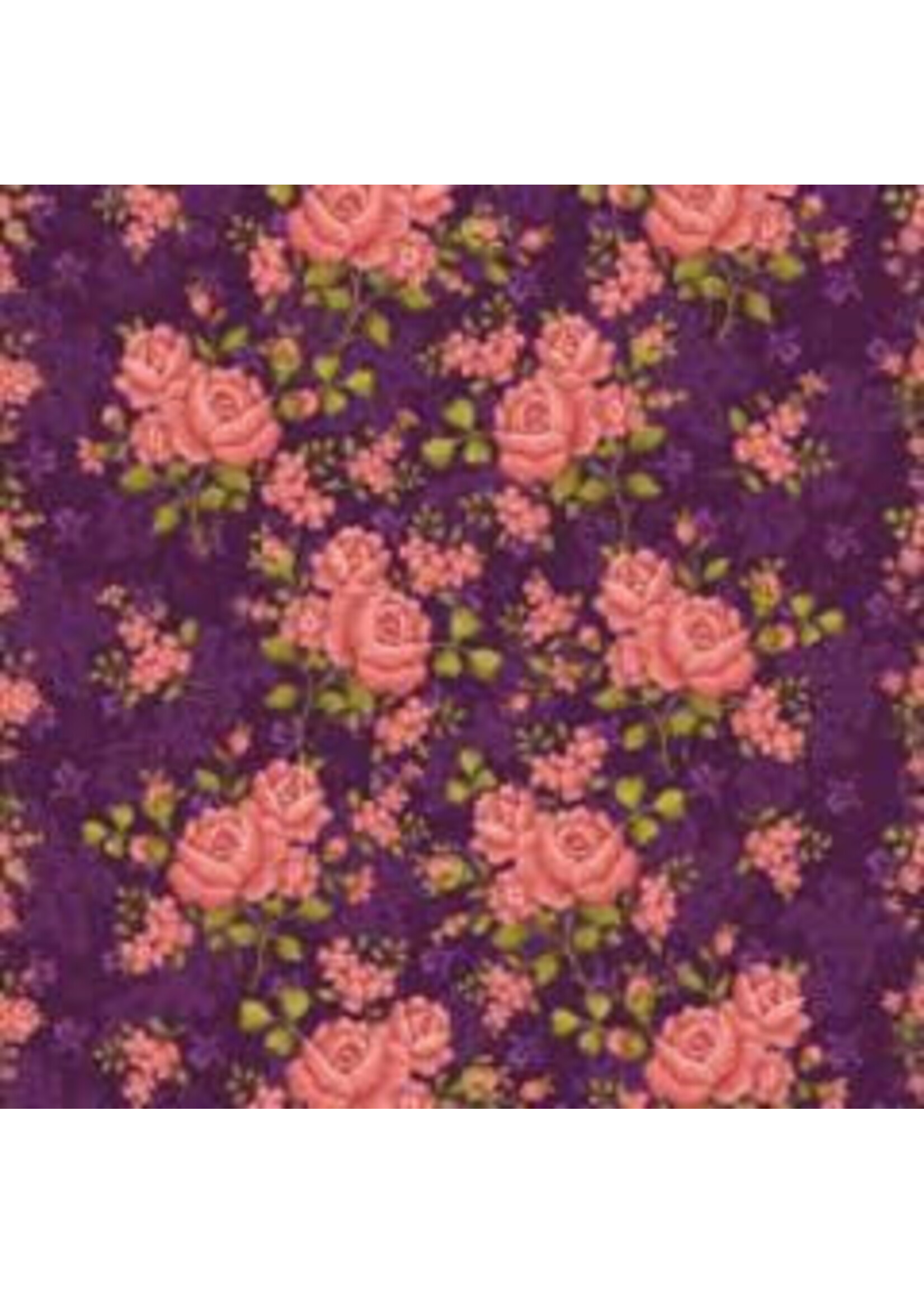 Benartex Studio Homestead Carriage - Climbing Rose - Purple - Coupon - 230 cm x 275 cm