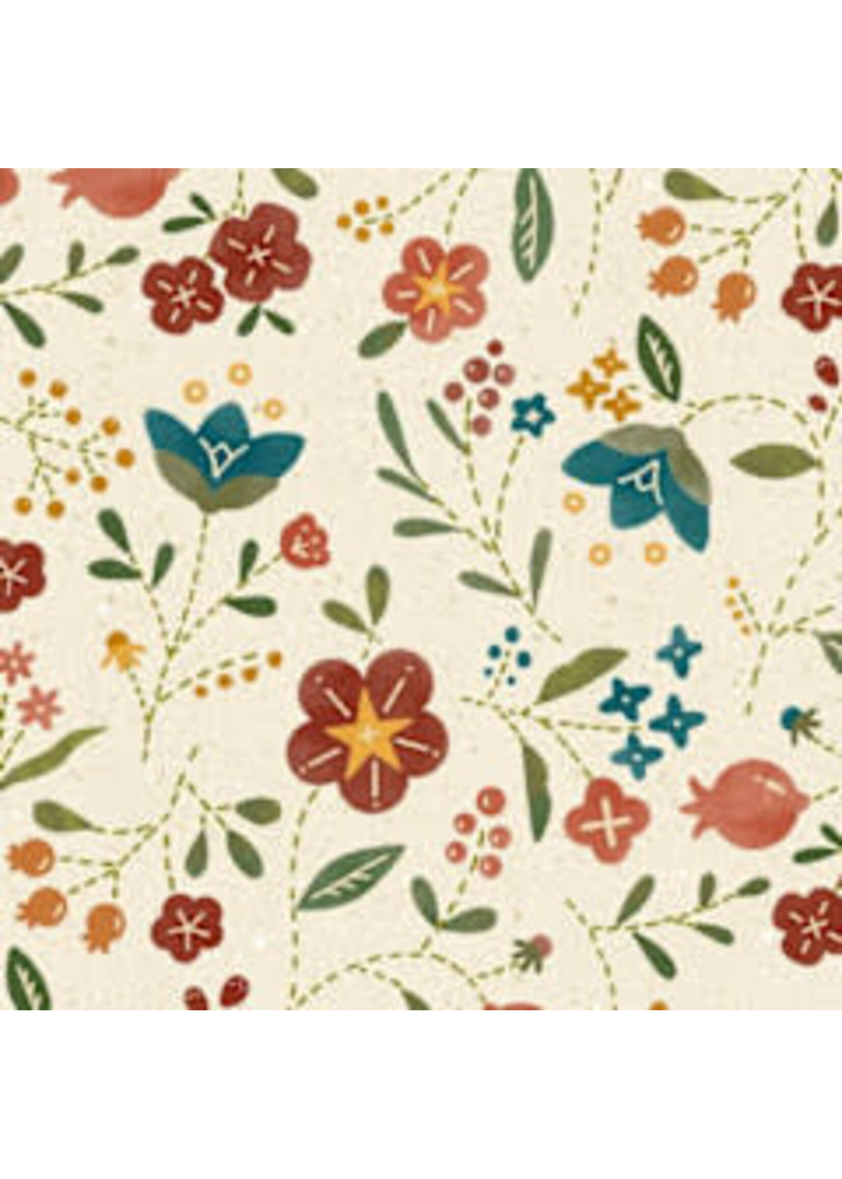 Marcus Fabrics Woolly Whims - Floral - Cream - Coupon - 225 cm x 275 cm