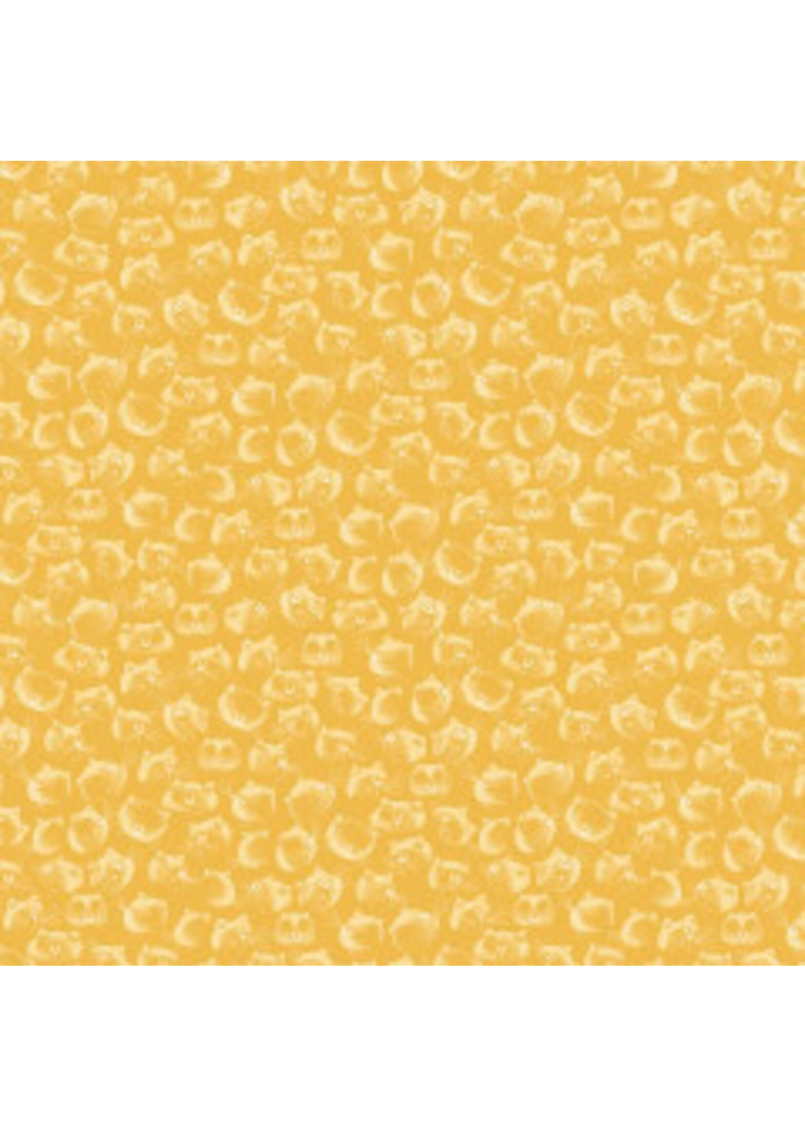 Windham Fabrics Purrfect Day - Cat Faces - Gold - Coupon - 100 cm x 110 cm