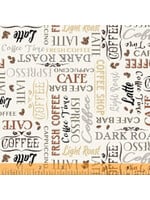 Windham Fabrics Coffee Connoisseur - Coffee Lingo - Cream - Coupon - 100 cm x 110 cm
