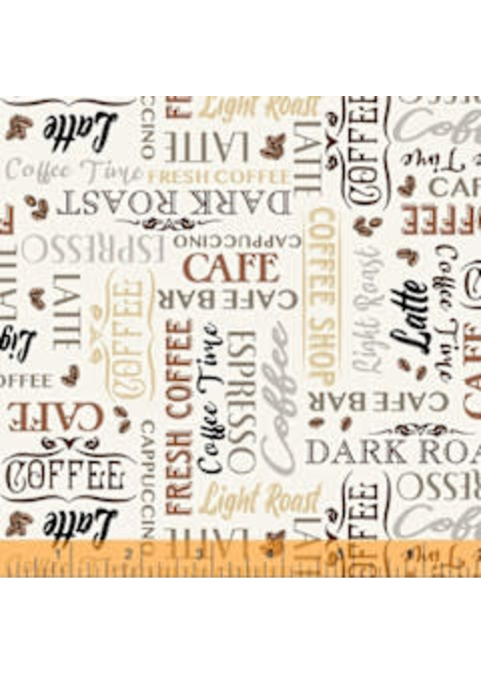 Windham Fabrics Coffee Connoisseur - Coffee Lingo - Cream - Coupon - 100 cm x 110 cm