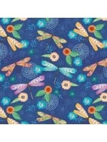 Wilmington Prints Floral Flight - Dragonfly Allover - Blue - Coupon - 100 cm x 110 cm