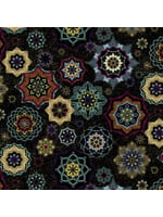 Windham Fabrics Grand Illusion - Mandalas - Black - Coupon - 100 cm x 110 cm