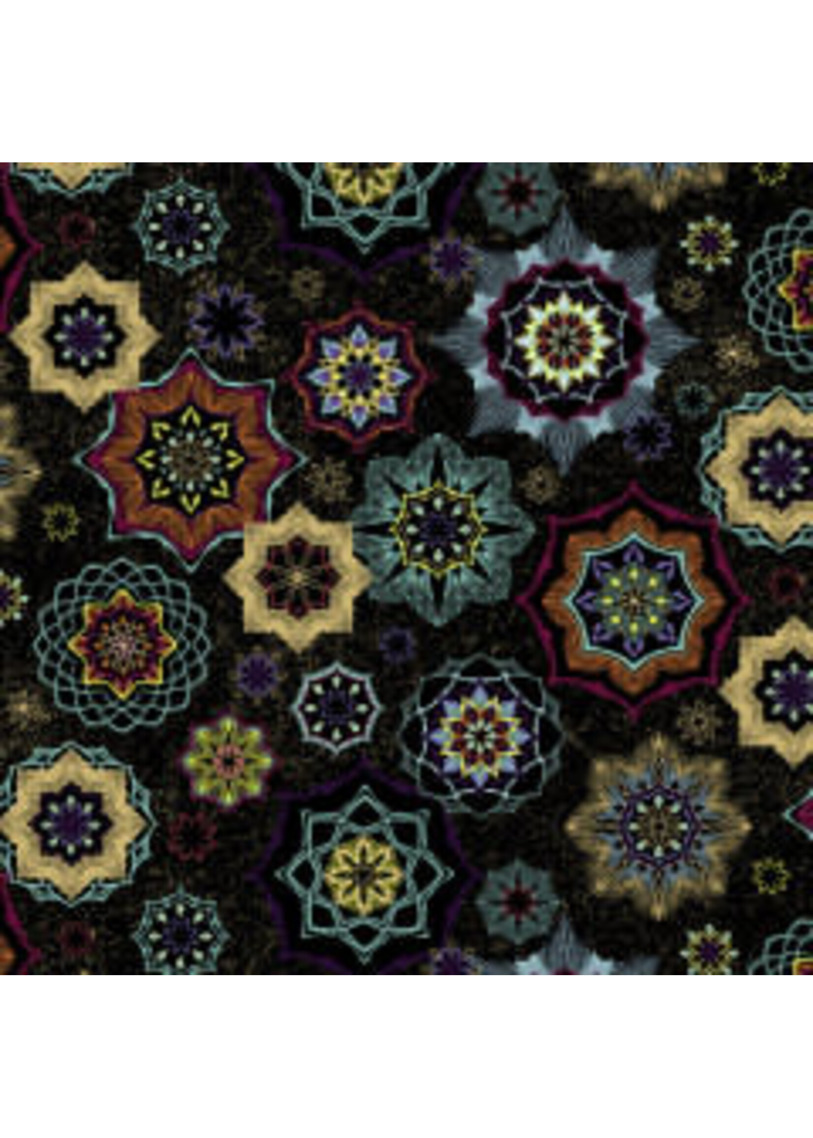 Windham Fabrics Grand Illusion - Mandalas - Black - Coupon - 100 cm x 110 cm
