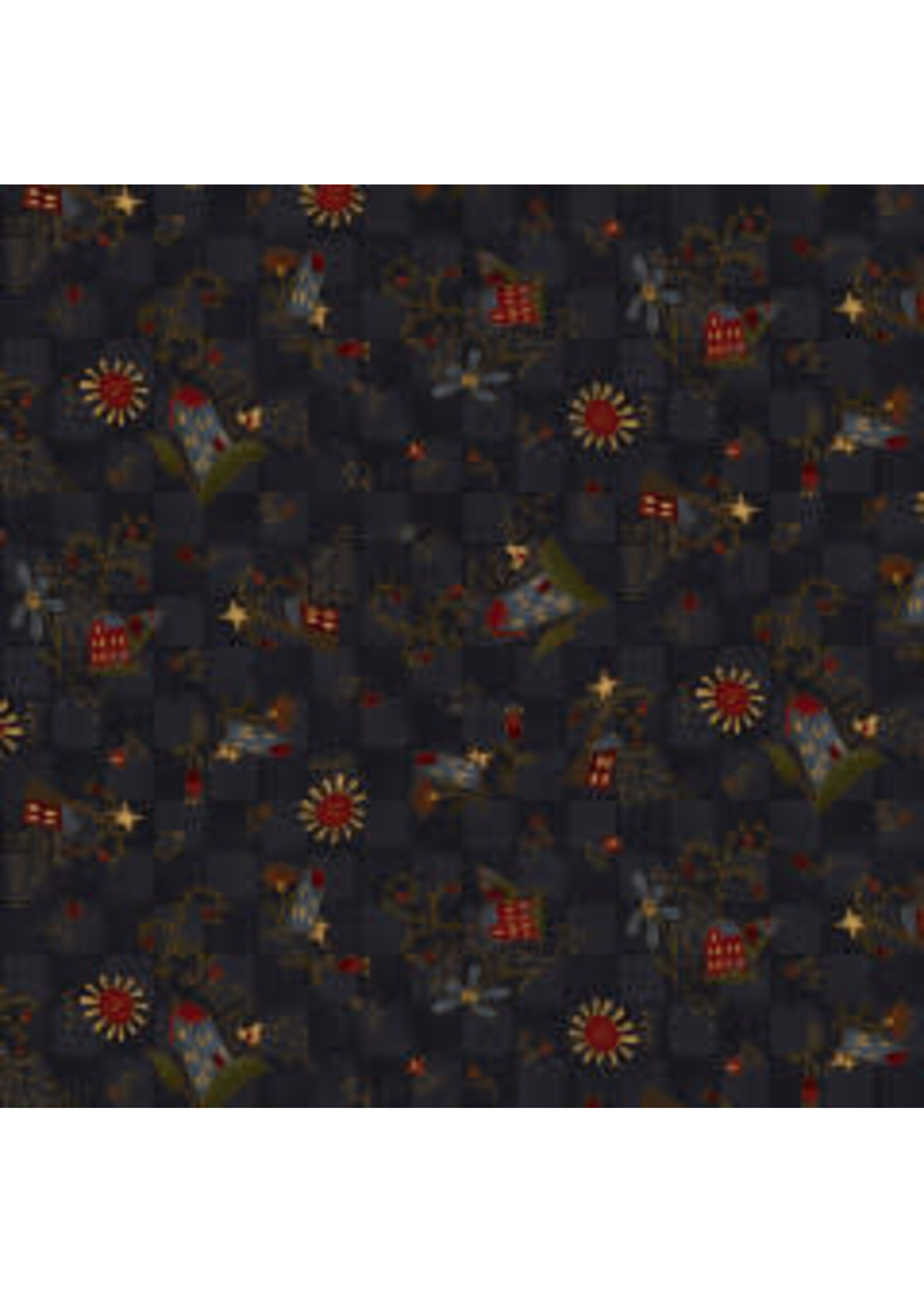 Henry Glass Fabrics Home Is Best - Tossed House - Blue - Coupon - 100 cm x 110 cm