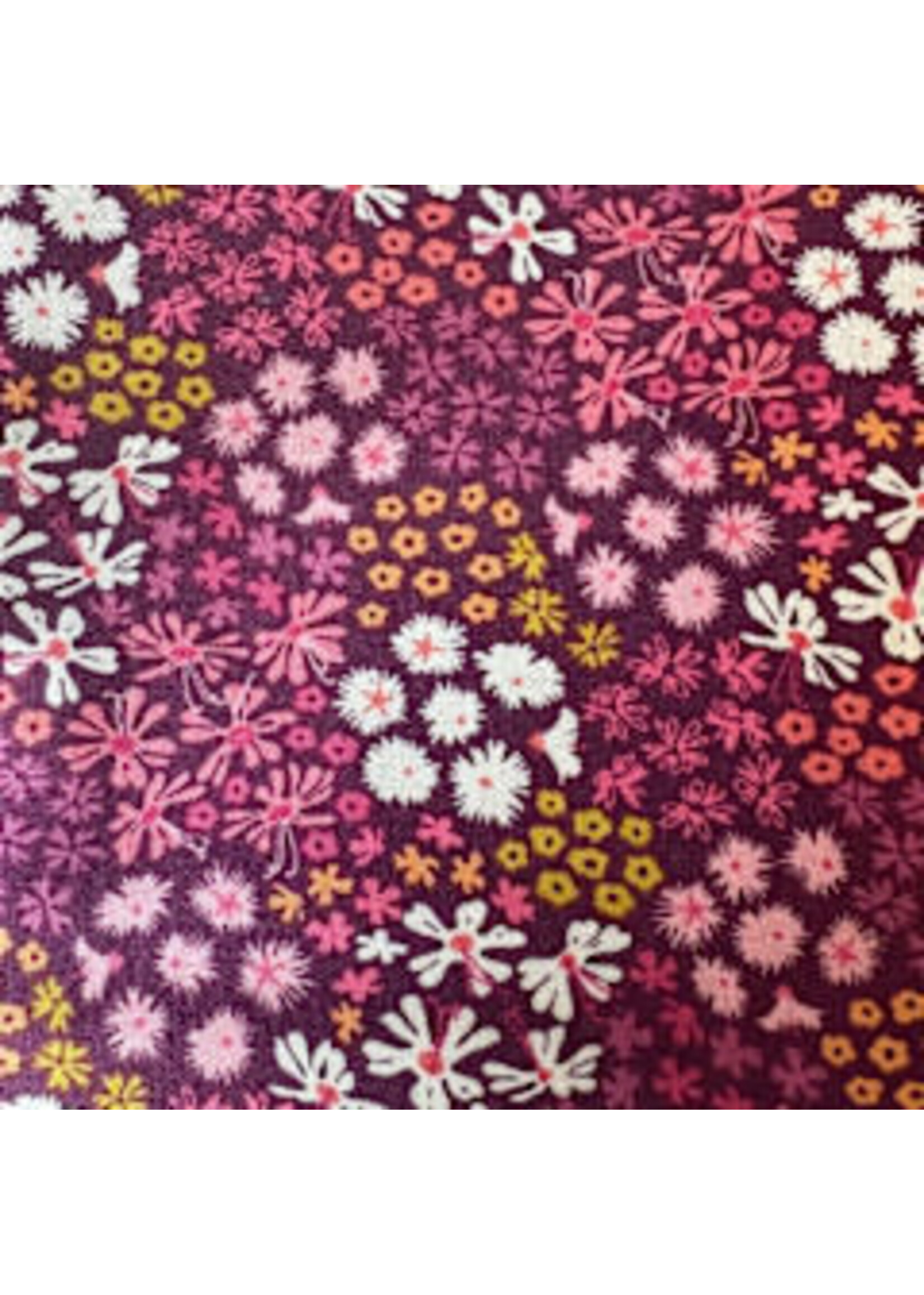 Figo Fabrics Mountain Meadow - Purple White - Coupon - 65 cm x 110 cm
