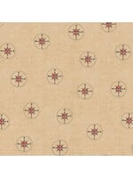 Windham Fabrics Seven Seas - Compasses - Almond - Coupon - 45 cm x 110 cm
