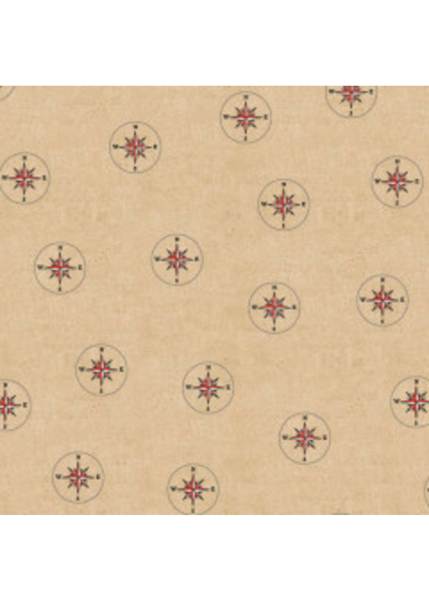 Windham Fabrics Seven Seas - Compasses - Almond - Coupon - 45 cm x 110 cm
