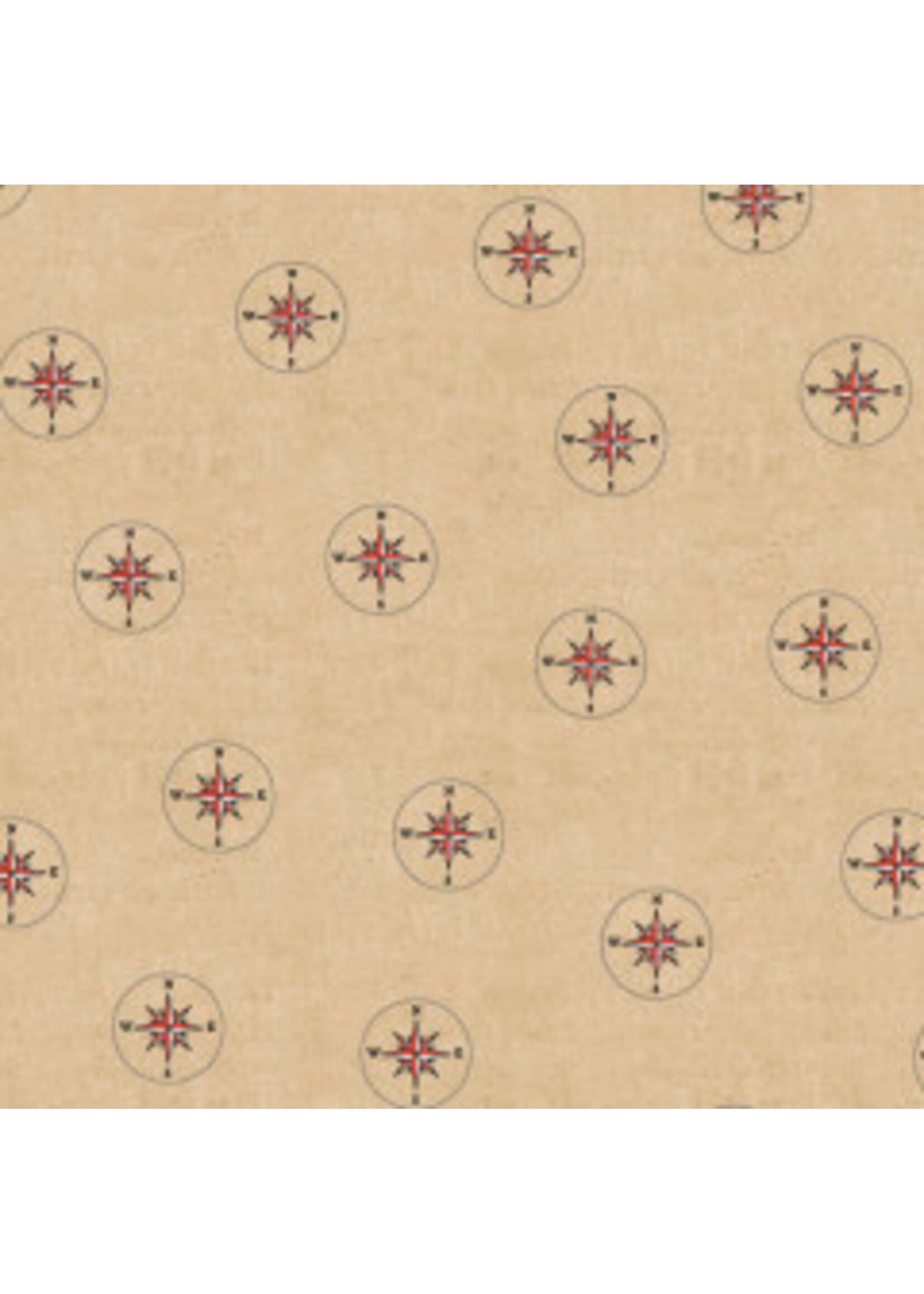 Windham Fabrics Seven Seas - Compasses - Almond - Coupon - 100 cm x 110 cm