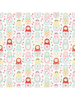Poppie Cotton Market Day - Nesting Dolls - White - Coupon - 85 cm x 110 cm