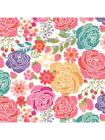 Poppie Cotton Calico Cowgirls - Texas Rose - White - Coupon - 60 cm x 110 cm