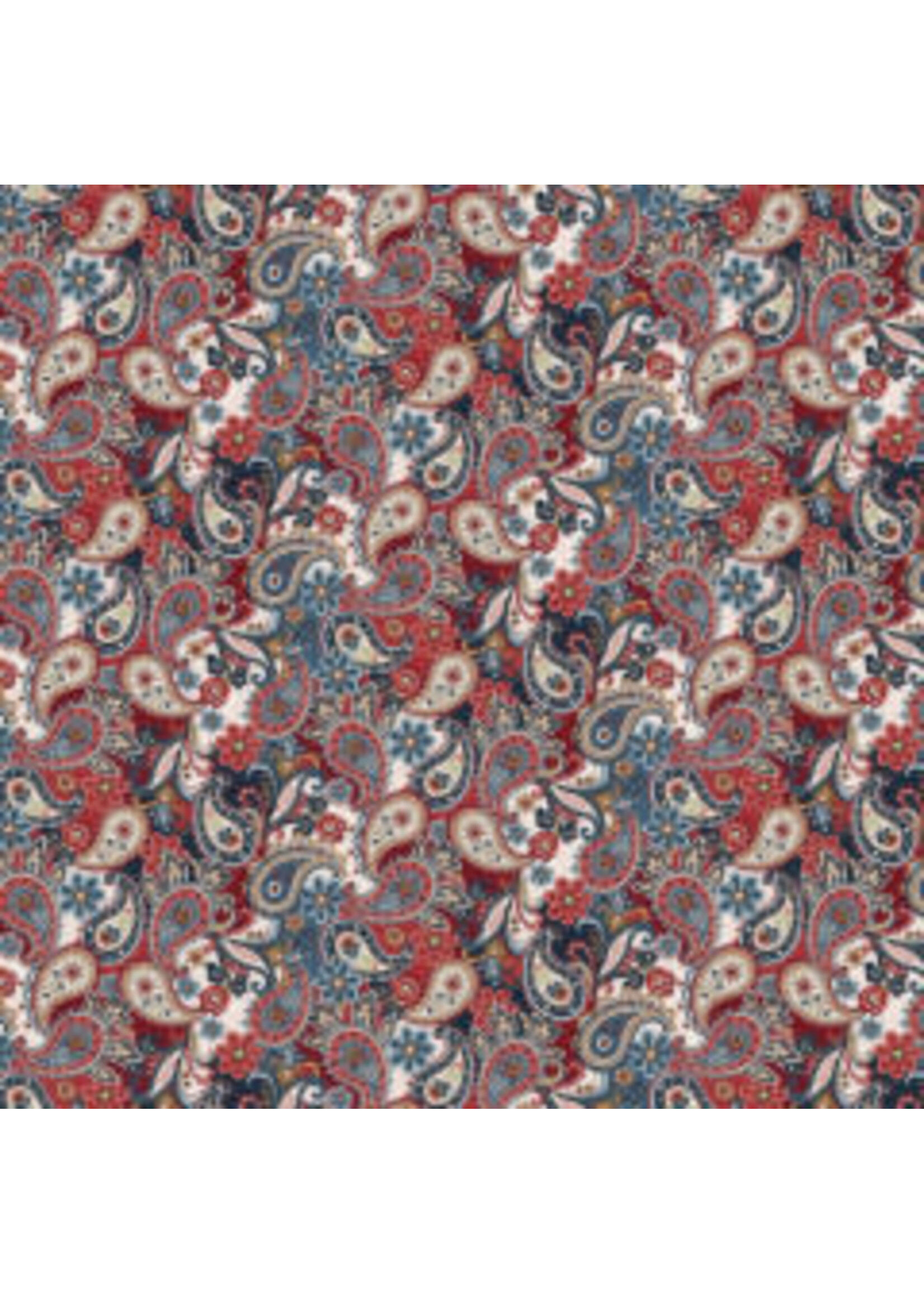 Henry Glass Fabrics Cottonwood Stables - Color Principle - Paisley - Red - Coupon - 95 cm x 110 cm