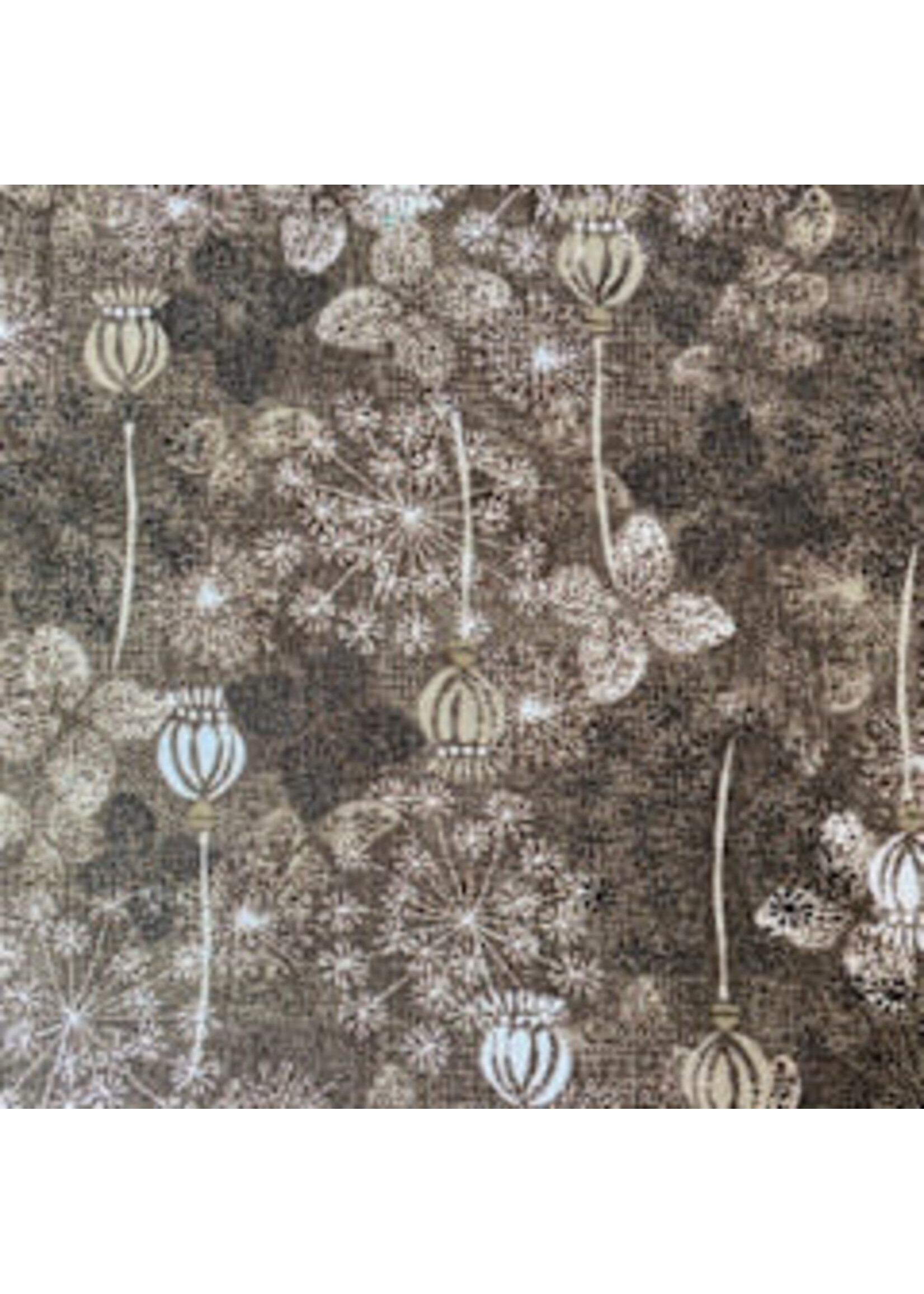 Stof Fabrics Keep Blooming - Dandelion - Brown - Coupon - 85 cm x 110 cm