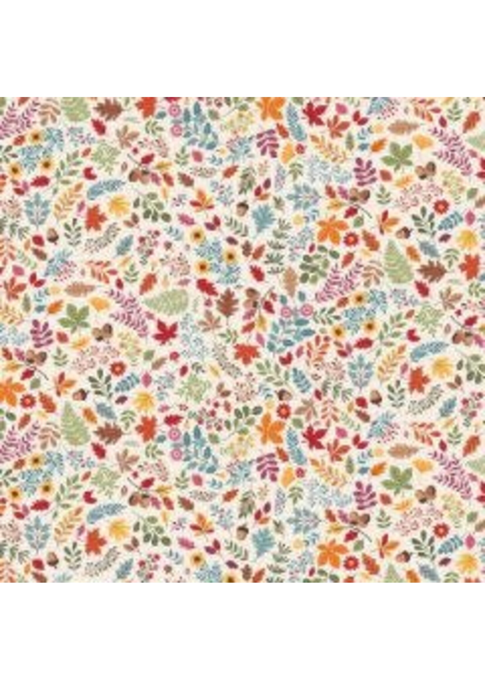 Makower Autumn Days - Foliage - Cream - 2595Q - Coupon - 85 cm x 110 cm