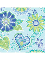 Benartex Studio Free Motion Fantasy - Celebration - Aqua - Coupon - 100 cm x 110 cm