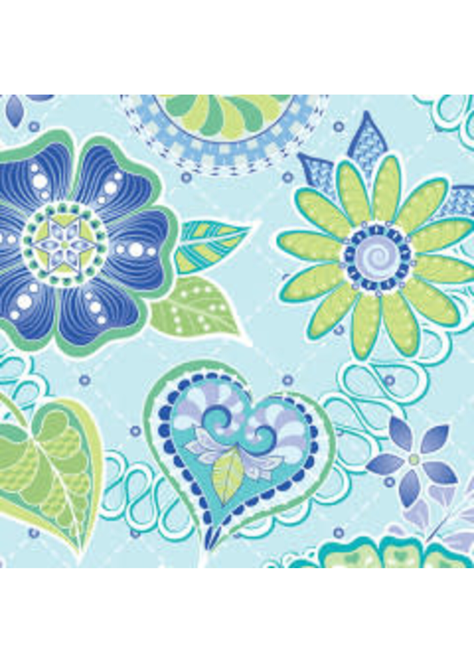 Benartex Studio Free Motion Fantasy - Celebration - Aqua - Coupon - 100 cm x 110 cm