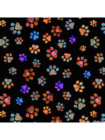 QT Fabrics Quilt Room Kitties - Paw Prints - Black - 6202-346