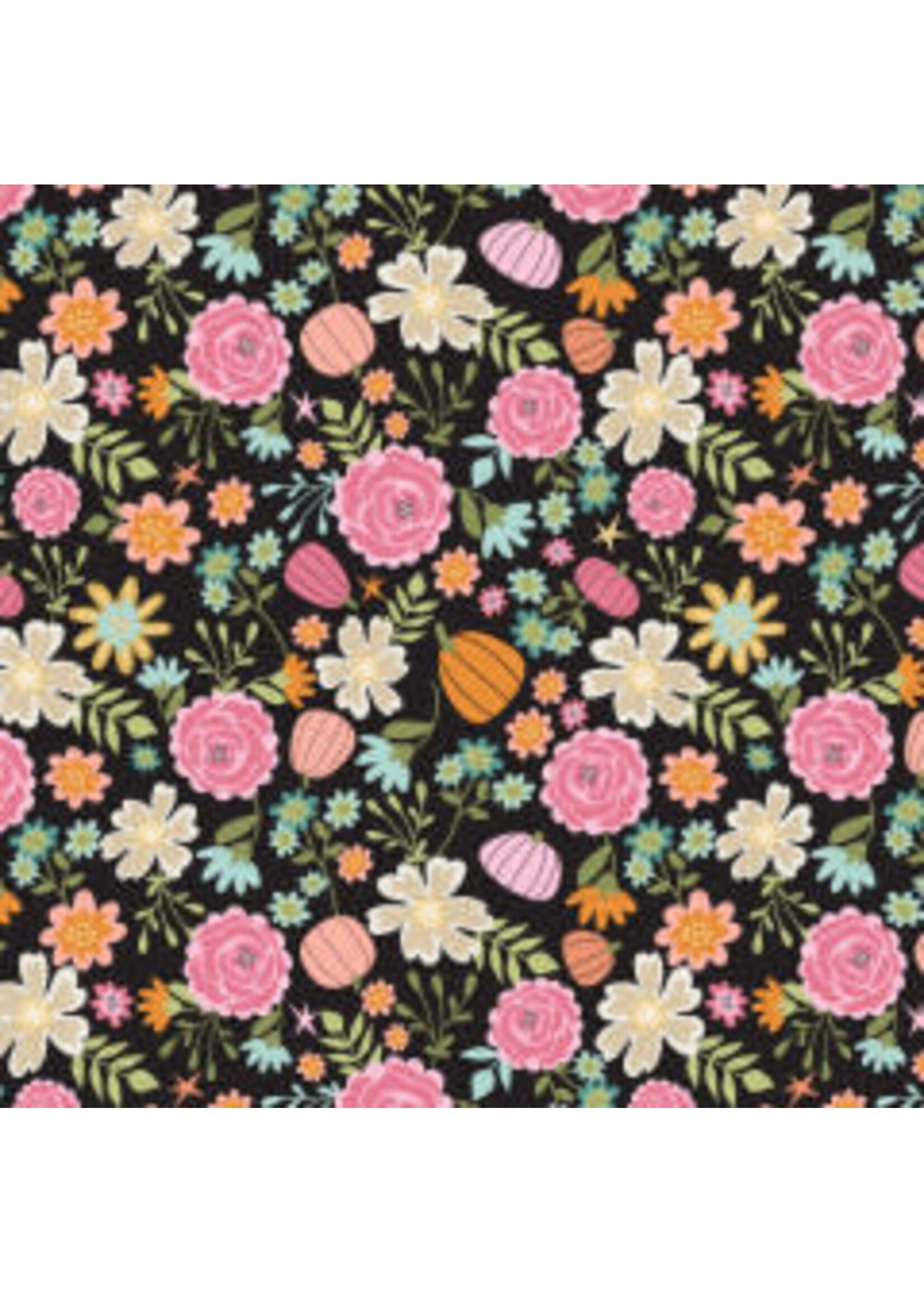 Poppie Cotton Kitty Loves Candy - Pretty Pumpkins - Black - Coupon - 85 cm x 110 cm