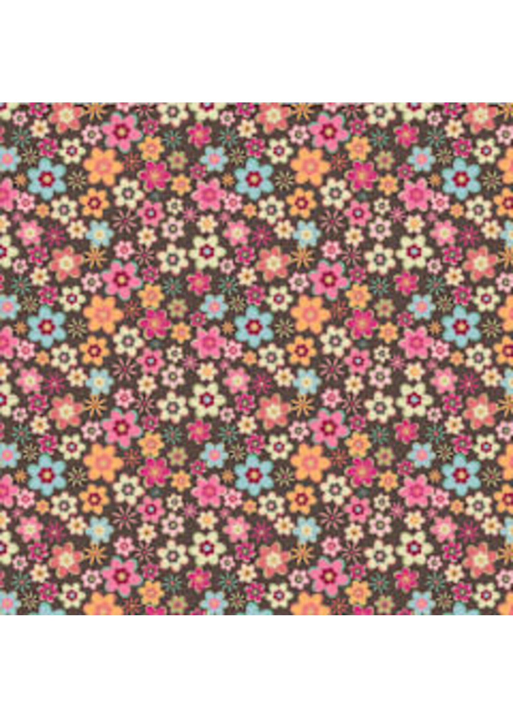 Poppie Cotton Cowgirls - Cowgirl Meadow - Brown - Coupon - 100 cm x 110 cm