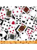 Windham Fabrics Essentials - Man Cave - Playing Cards - Black - Coupon - 85 cm x 110 cm