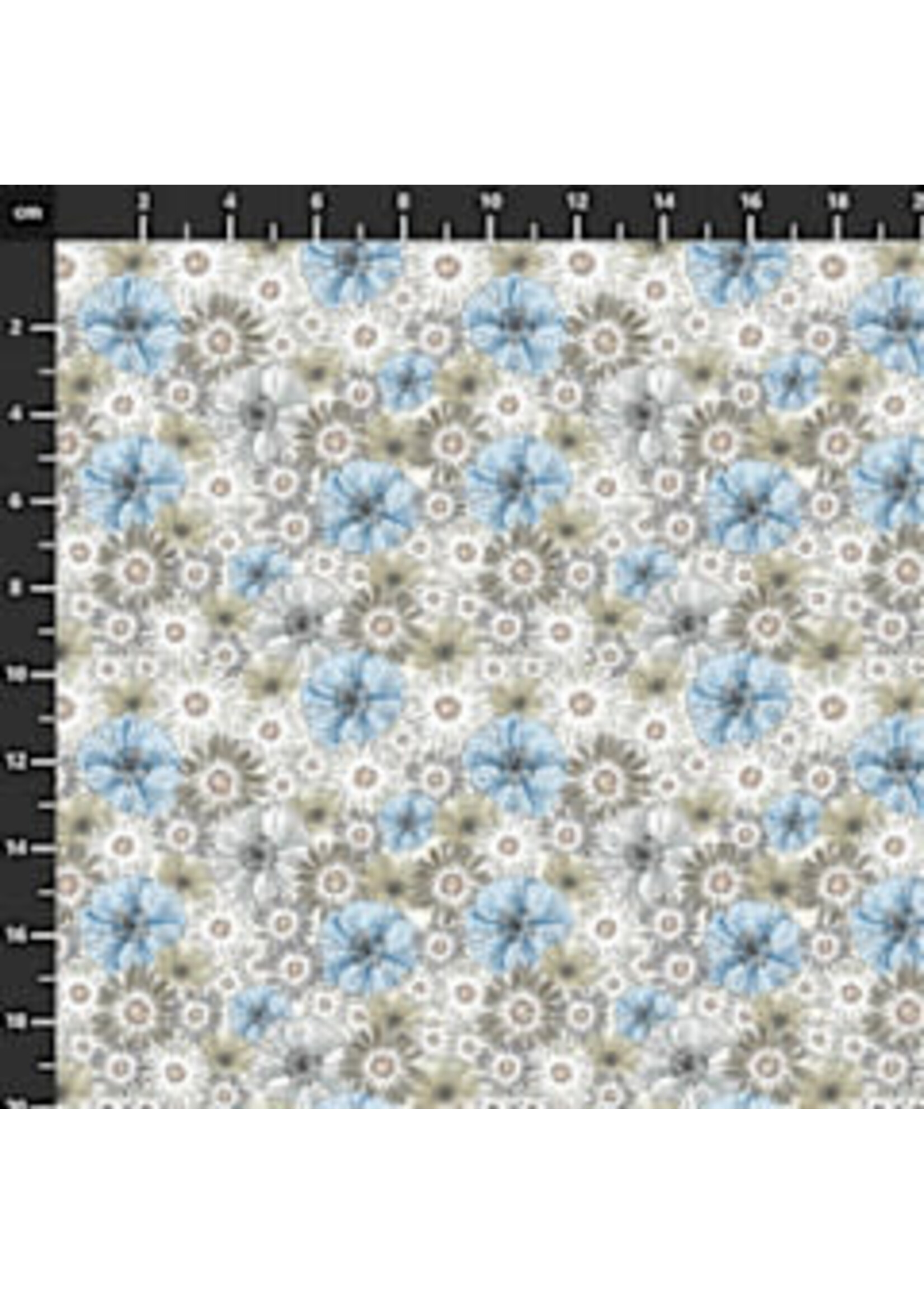 Stof Fabrics Blue And Marble - Grey - Coupon - 100 cm x 110 cm