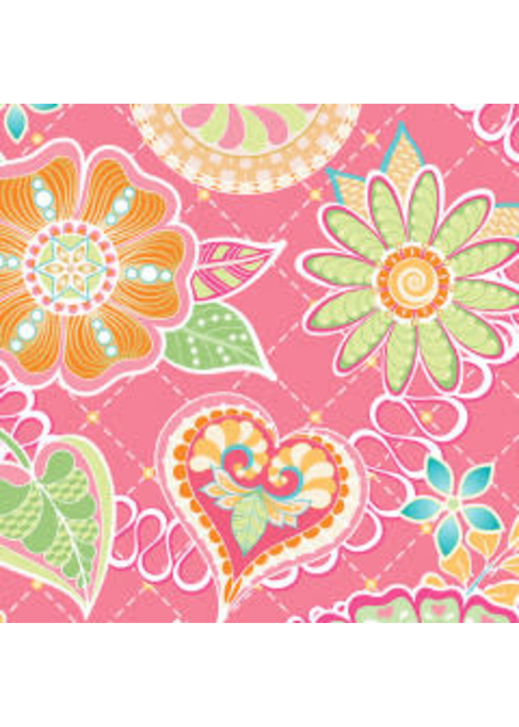 Benartex Studio Free Motion Fantasy - Celebration - Rose - Coupon - 100 cm x 110 cm