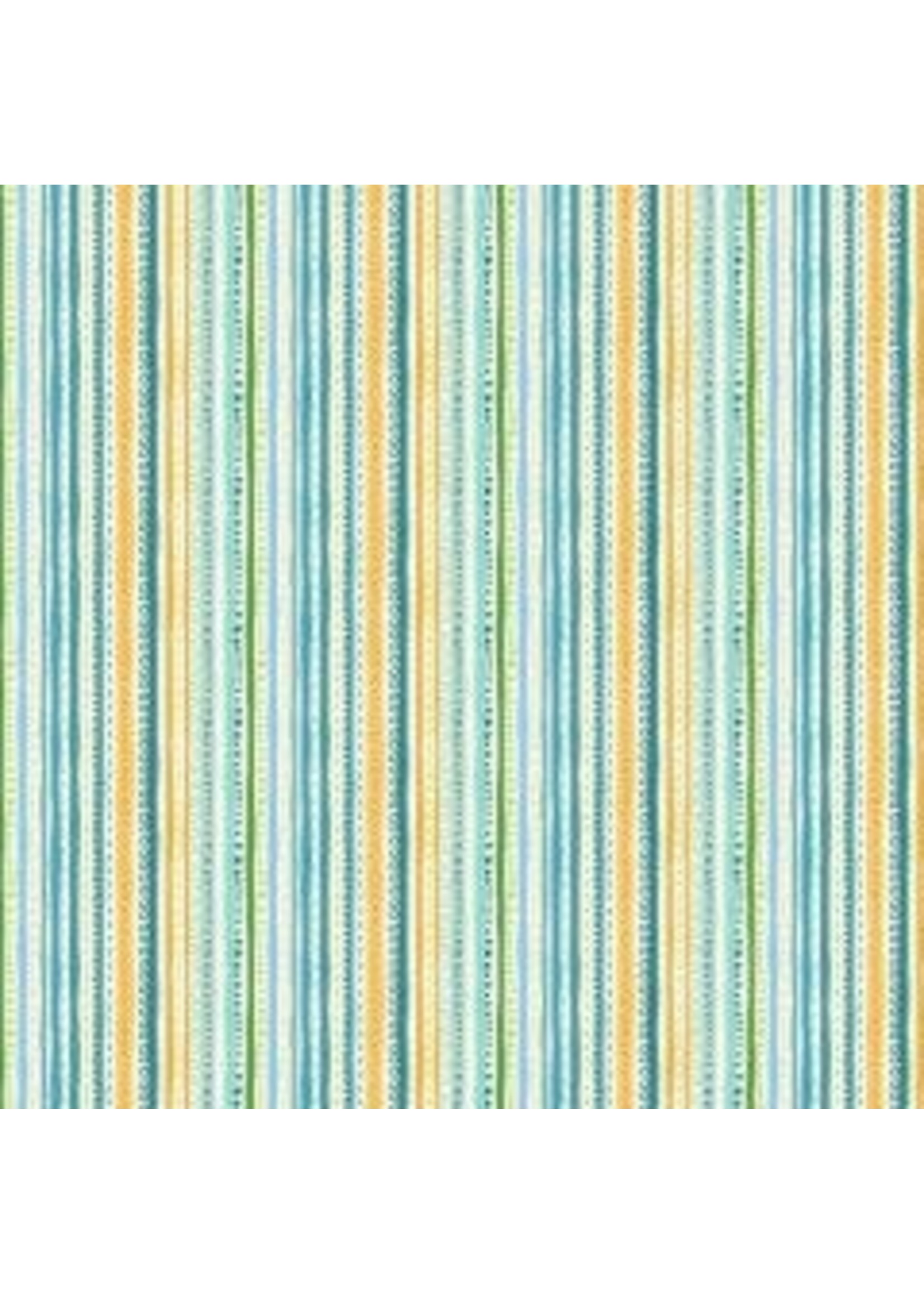 Makower Jungle - Doodle Stripe - Blue - 2608B - Coupon - 85 cm x 110 cm