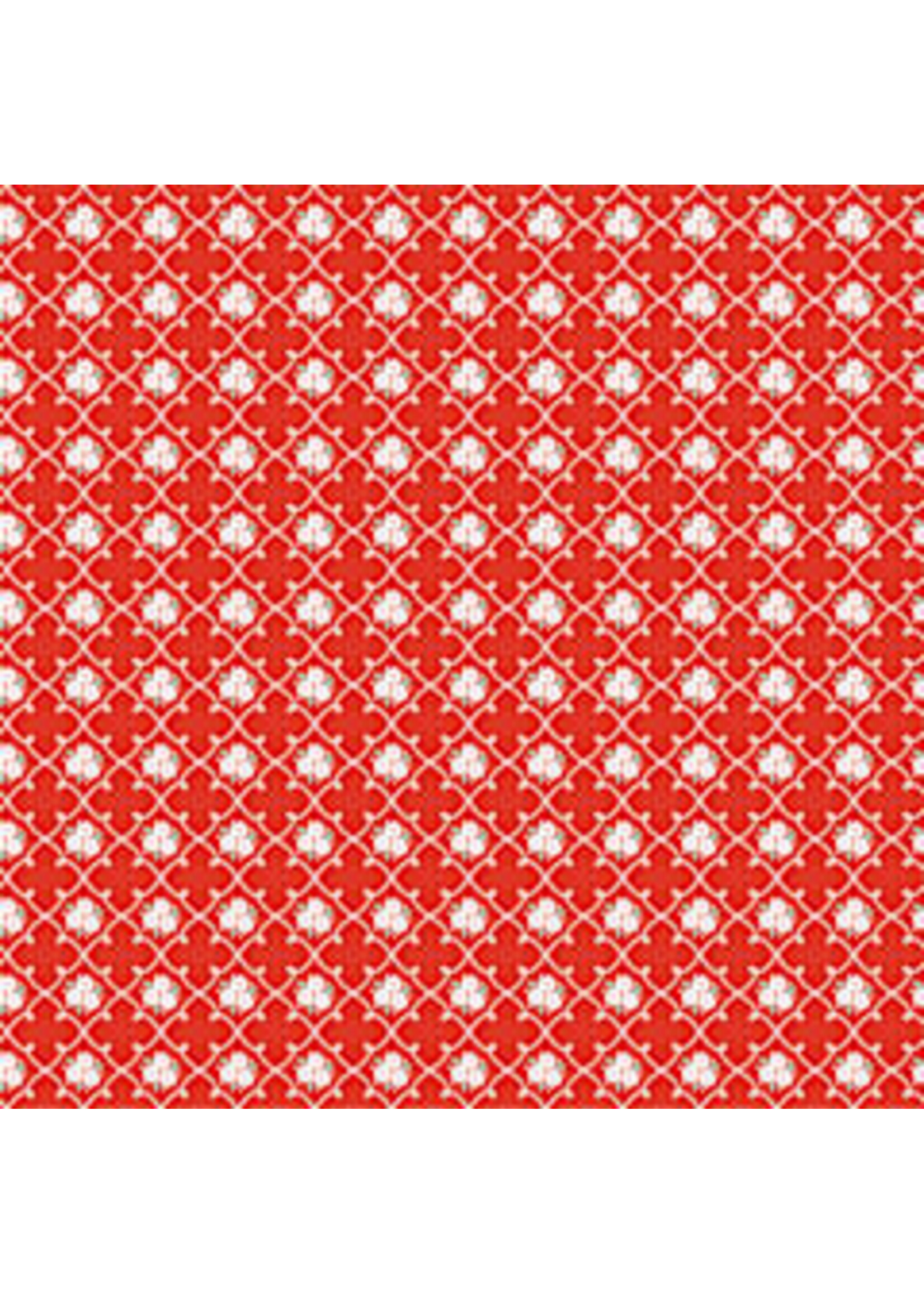 Poppie Cotton Market Day - Rosie Fence - Red - Coupon - 60 cm x 110 cm