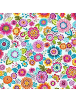 Makower Revival - Floral White - 56W - Coupon - 90 cm x 110 cm