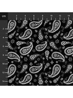 Stof Fabrics Paradox - Paisley - Zwart-Wit - Coupon - 100 cm x 110 cm