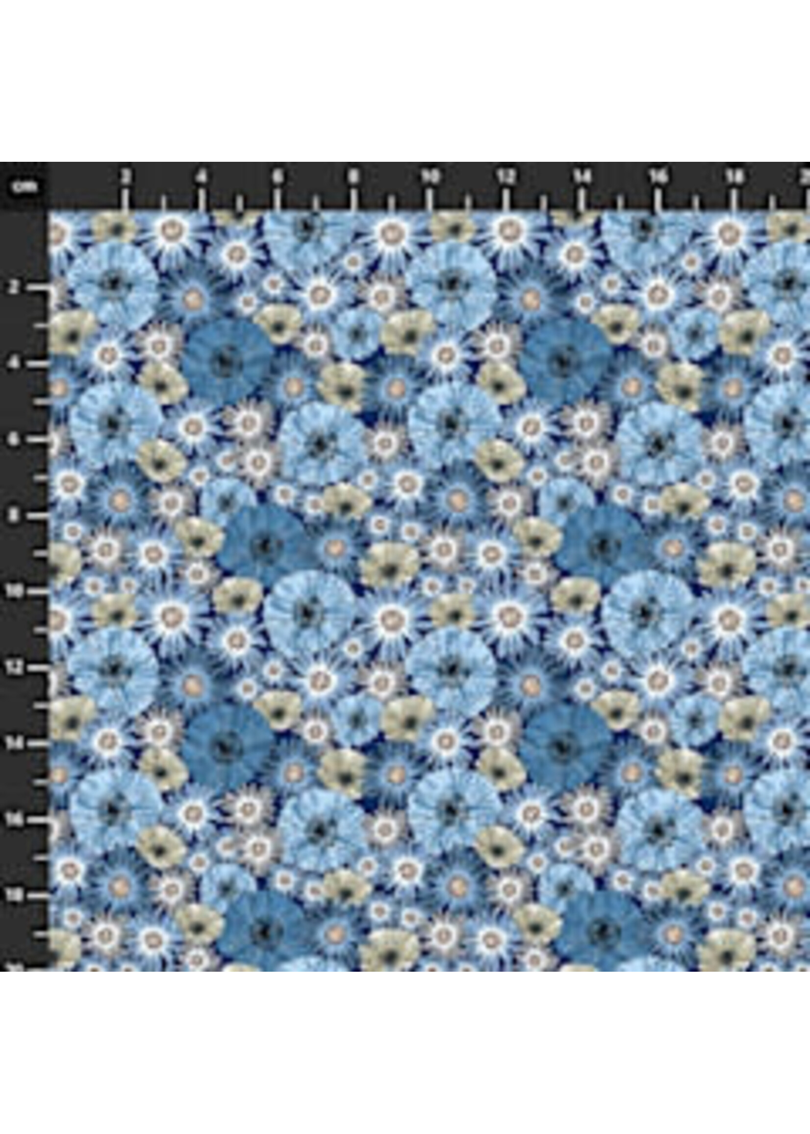 Stof Fabrics Blue And Marble - Blue - 4502-869 - Coupon - 100 cm x 110 cm