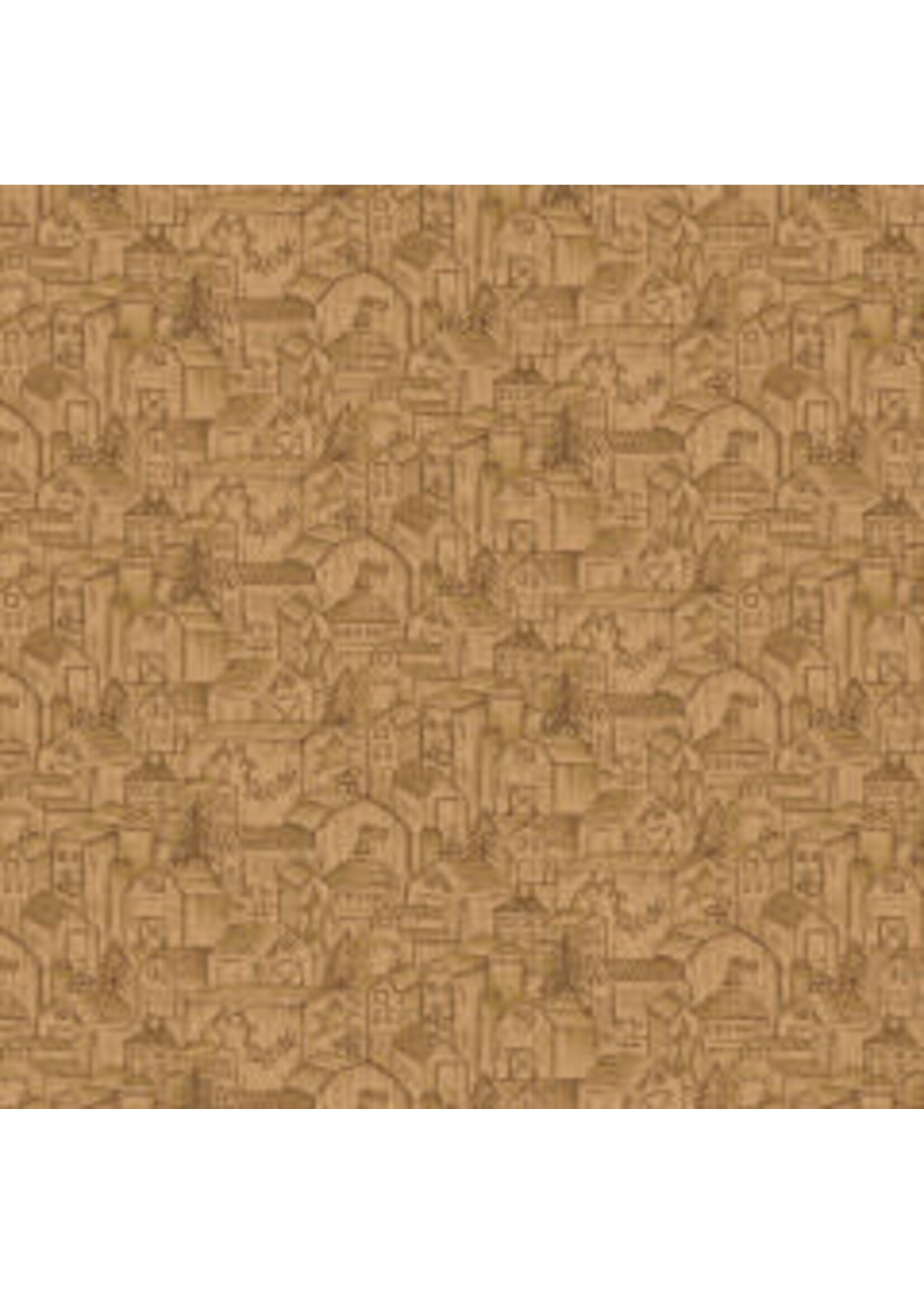 Henry Glass Fabrics Home Is Best - Tonal Houses - Tan - Coupon - 100 cm x 110 cm