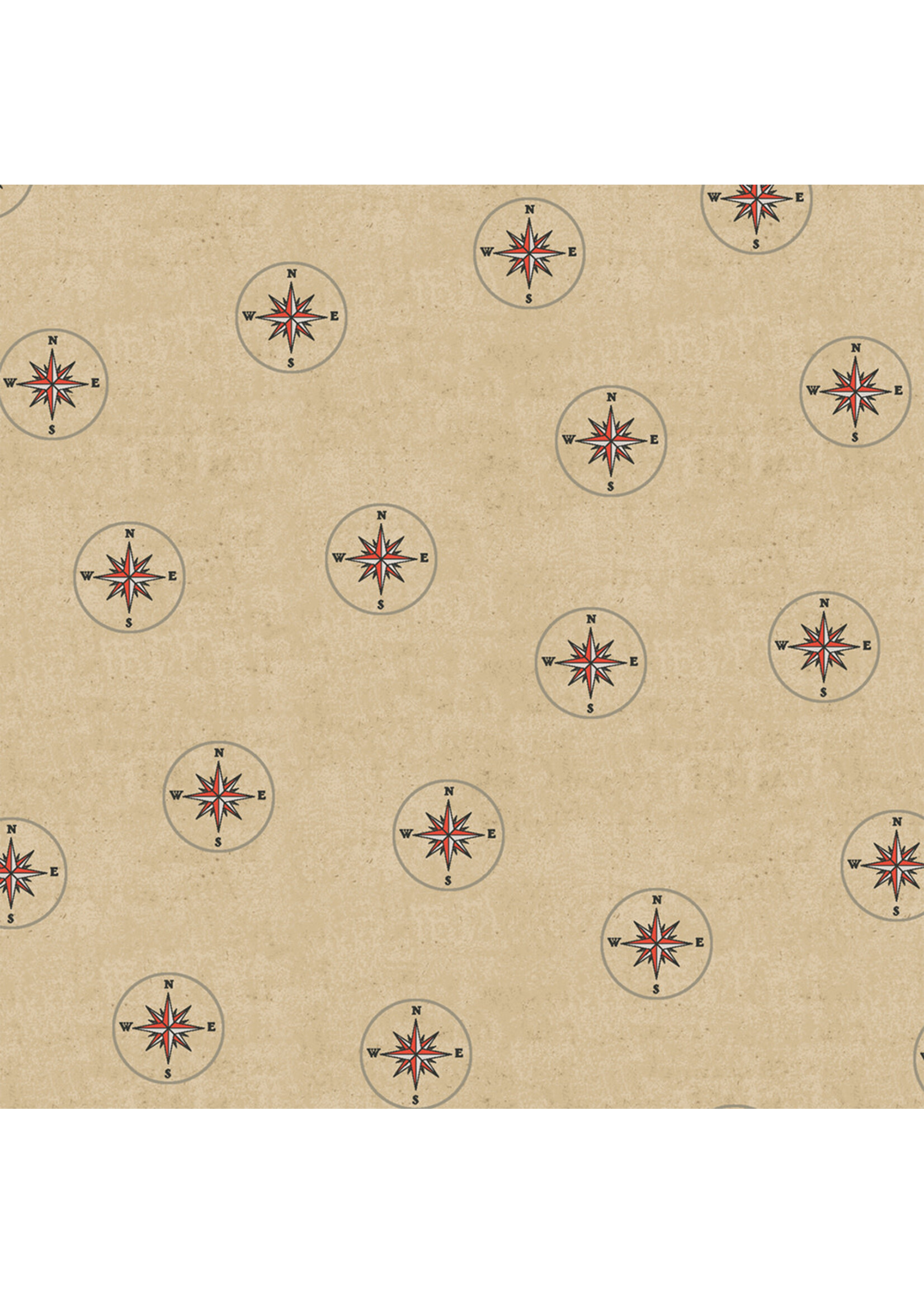 Windham Fabrics Seven Seas - Compasses - Almond