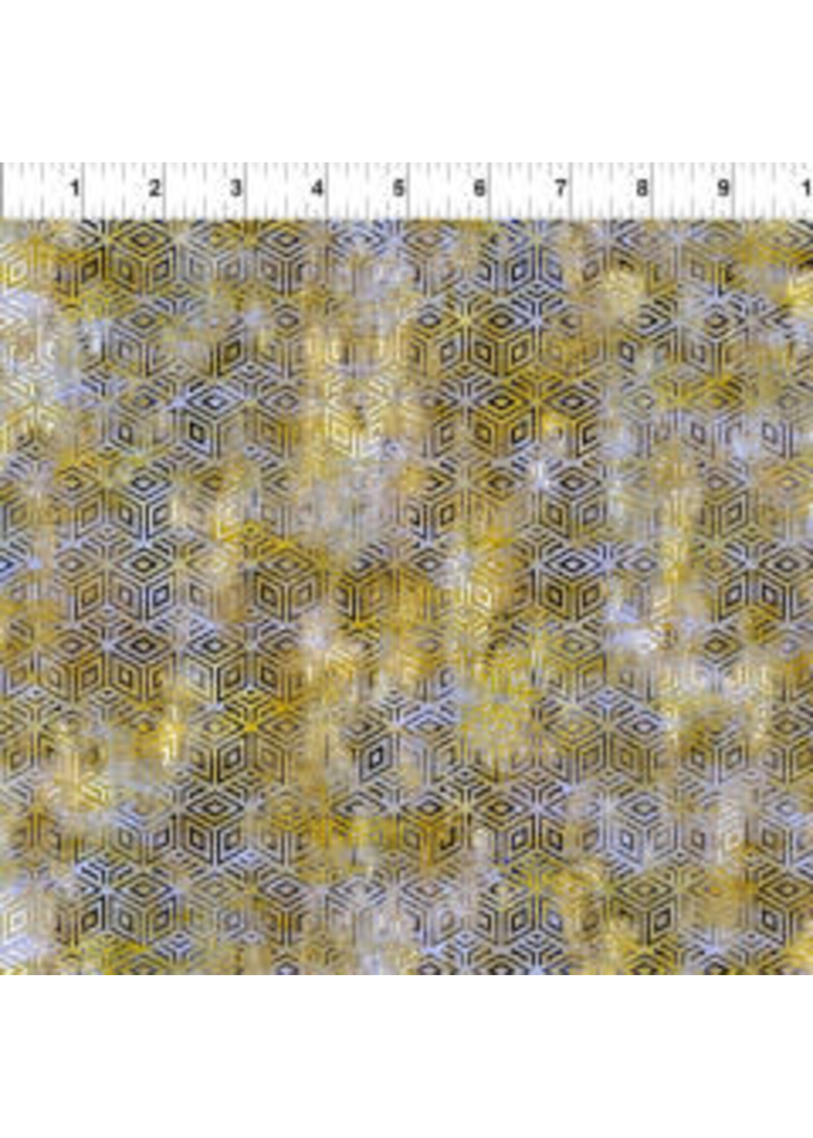 In The Beginning Cosmos - Cubes - Gold - Coupon - 125 cm x 110 cm
