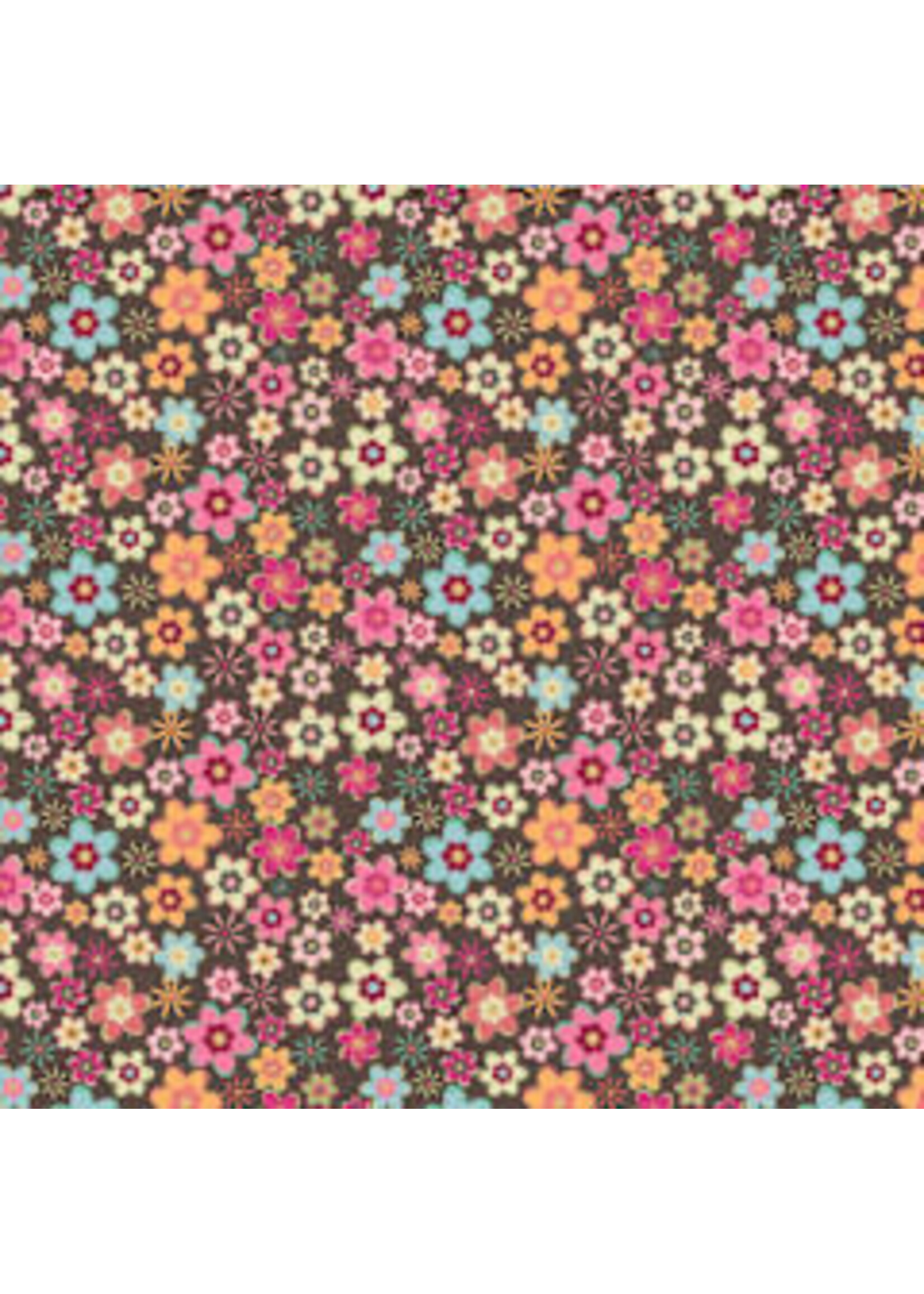 Poppie Cotton Cowgirls - Cowgirl Meadow - Brown - Coupon - 70 cm x 110 cm