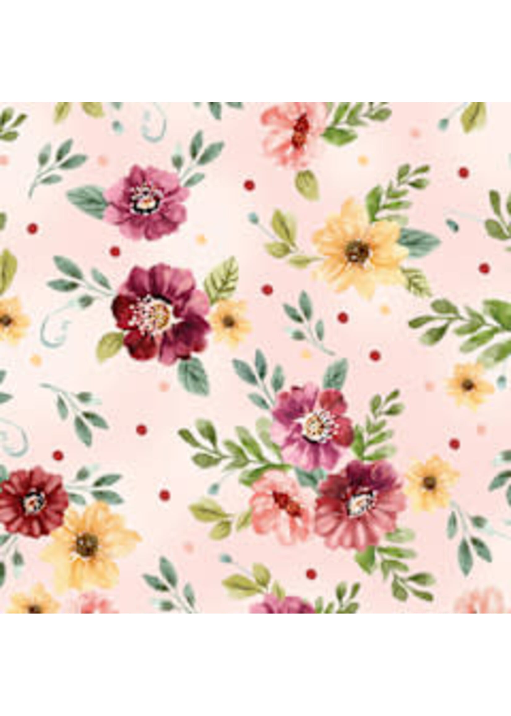 Benartex Studio Sew in Love - Sweet Blooms - Light Pink - Coupon - 100 cm x 110 cm